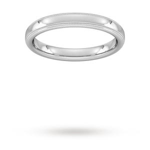 3mm Flat Court Heavy milgrain edge Wedding Ring in Platinum