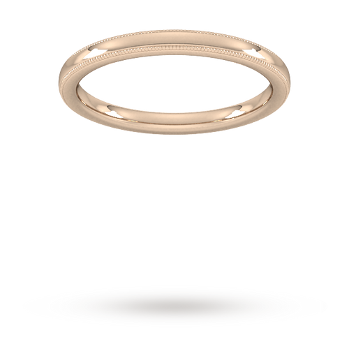 2mm Slight Court Heavy Milgrain Edge Wedding Ring In 18 Carat Rose Gold