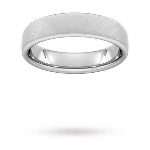 5mm Slight Court Heavy Diagonal Matt Finish Wedding Ring In 950 Palladium