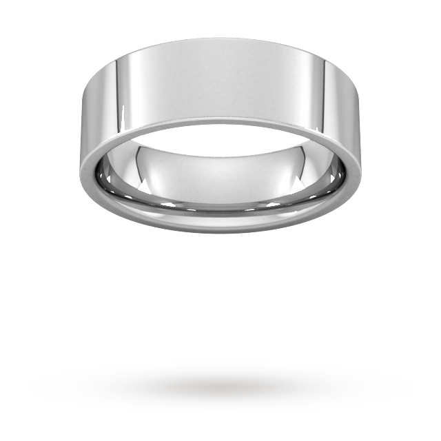 7mm Flat Court Heavy Wedding Ring in 950 Palladium- Ring Size P