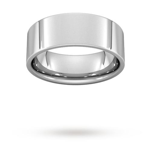 8mm Flat Court Heavy Wedding Ring in 950 Palladium- Ring Size Q