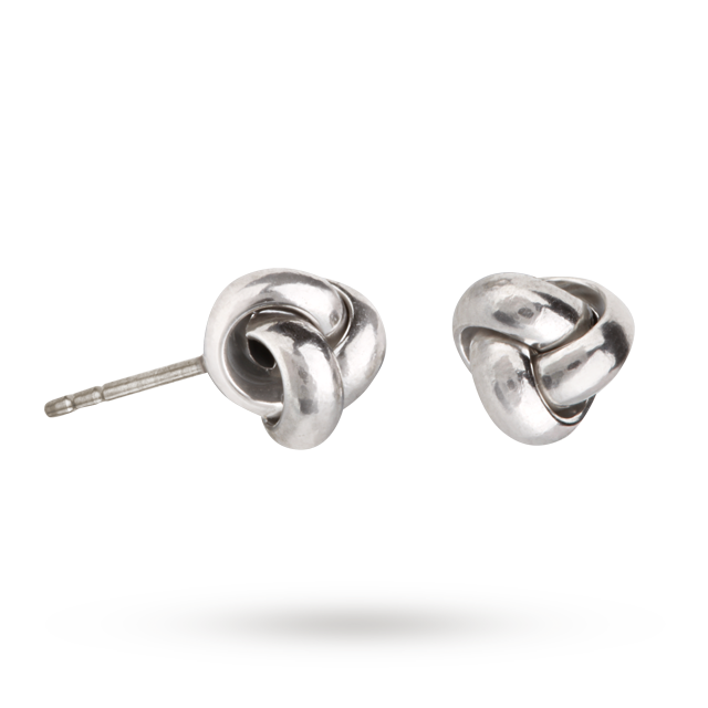 9ct White Gold Small Knot Stud Earrings