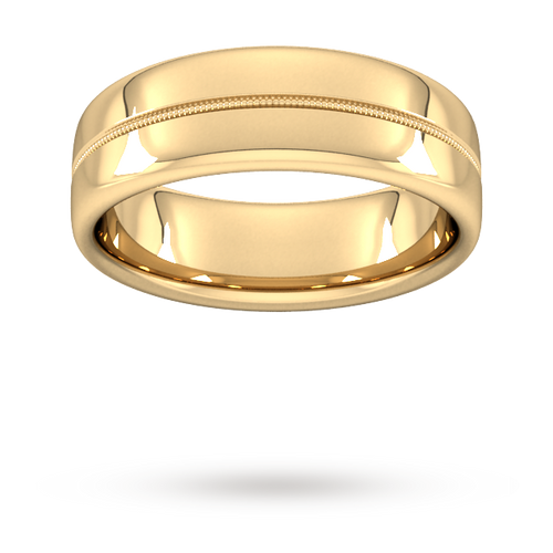 7mm Traditional Court Heavy Milgrain Centre Wedding Ring In 18 Carat Yellow Gold