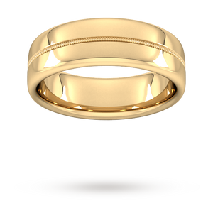 7mm Traditional Court Heavy Milgrain Centre Wedding Ring In 18 Carat Yellow Gold