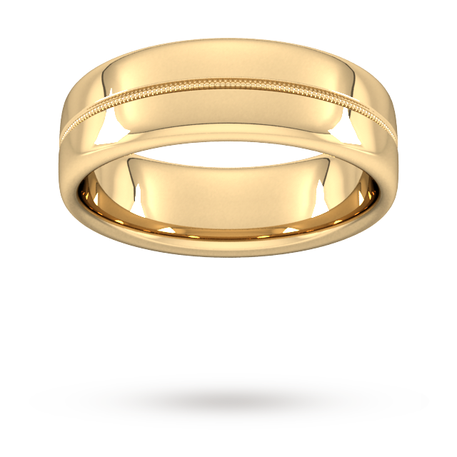 7mm Traditional Court Heavy Milgrain Centre Wedding Ring In 18 Carat Yellow Gold