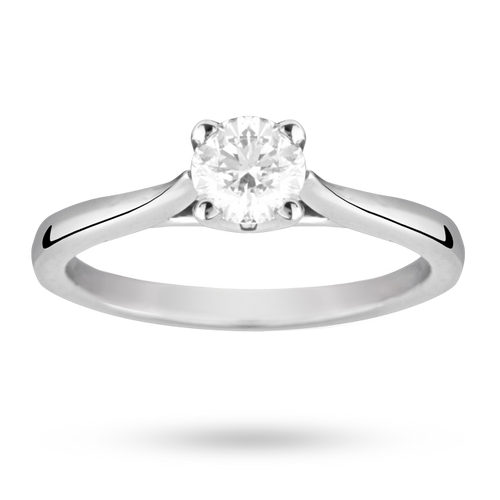 Solitaire Brilliant Cut 0.50 Carat Diamond Ring Set In 18 ...