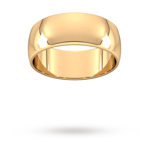 8mm D Shape Standard Wedding Ring In 9 Carat Yellow Gold - Ring Size U