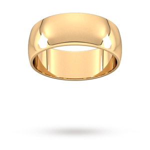 8mm D Shape Standard Wedding Ring In 9 Carat Yellow Gold - Ring Size U