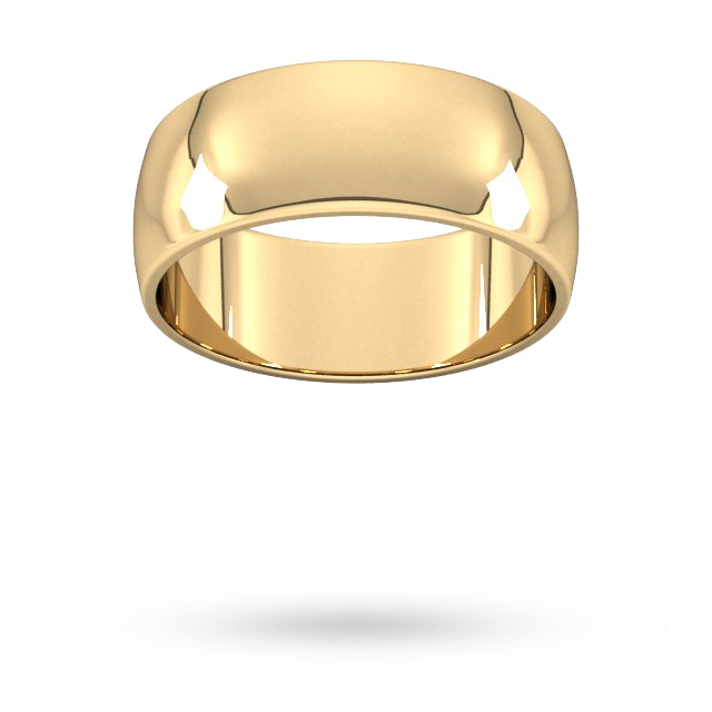 8mm D Shape Standard Wedding Ring In 9 Carat Yellow Gold - Ring Size U