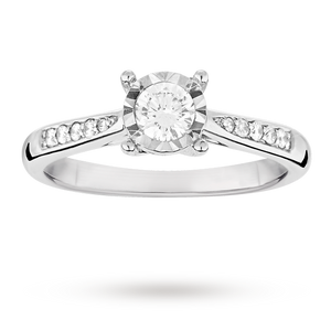 Brilliant cut 0.19 total carat weight solitaire and diamo ...