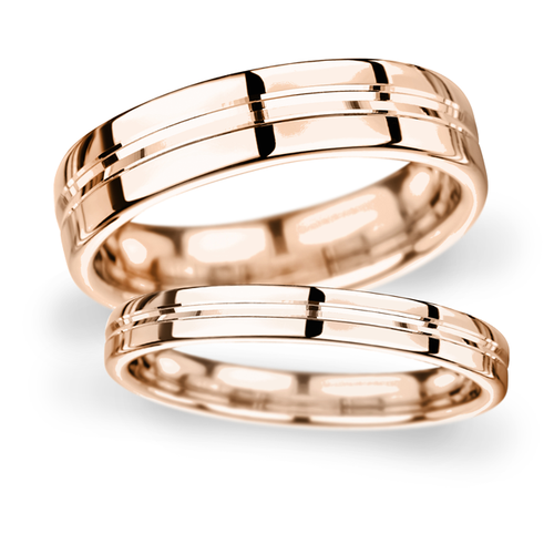 8mm D Shape Standard Grooved polished finish Wedding Ring in 9 Carat Rose Gold