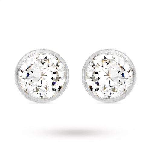 9ct White Gold Rub over Cubic Zirconia Stud Earrings