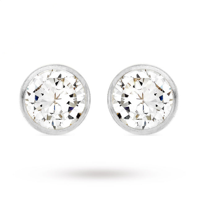 9ct White Gold Rub over Cubic Zirconia Stud Earrings