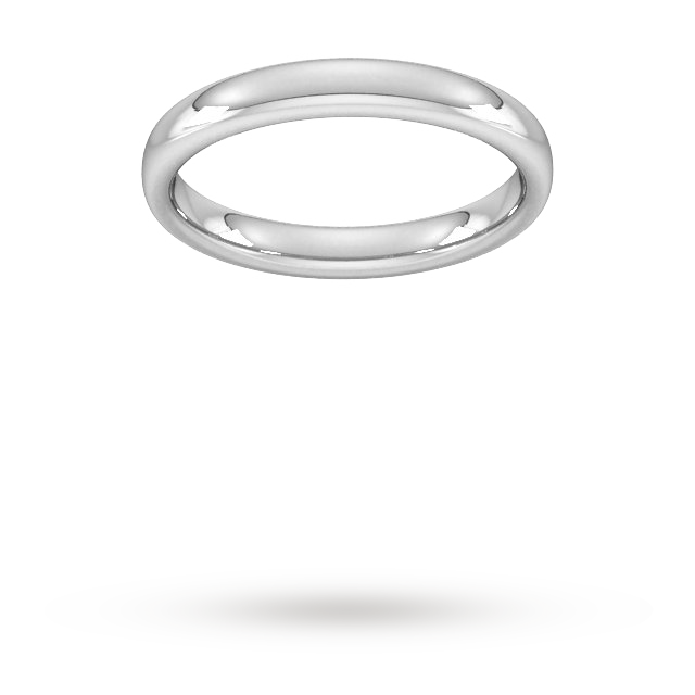 3mm Slight Court Heavy Wedding Ring In 9 Carat White Gold - Ring Size H.5