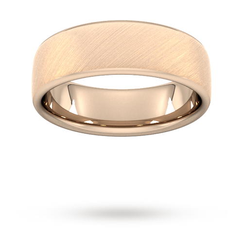 7mm Slight Court Standard diagonal matt finish Wedding Ring in 9 Carat Rose Gold