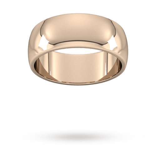 8mm D Shape Heavy Wedding Ring in 18 Carat Rose Gold