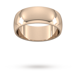 8mm D Shape Heavy Wedding Ring in 18 Carat Rose Gold