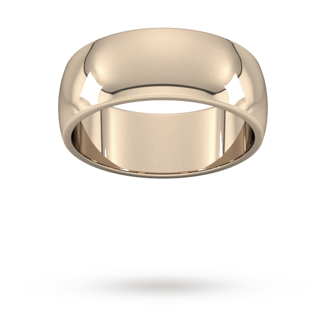 8mm D Shape Heavy Wedding Ring in 18 Carat Rose Gold