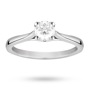 Solitaire Brilliant Cut 0.50 Carat Diamond Ring Set In 18 ...