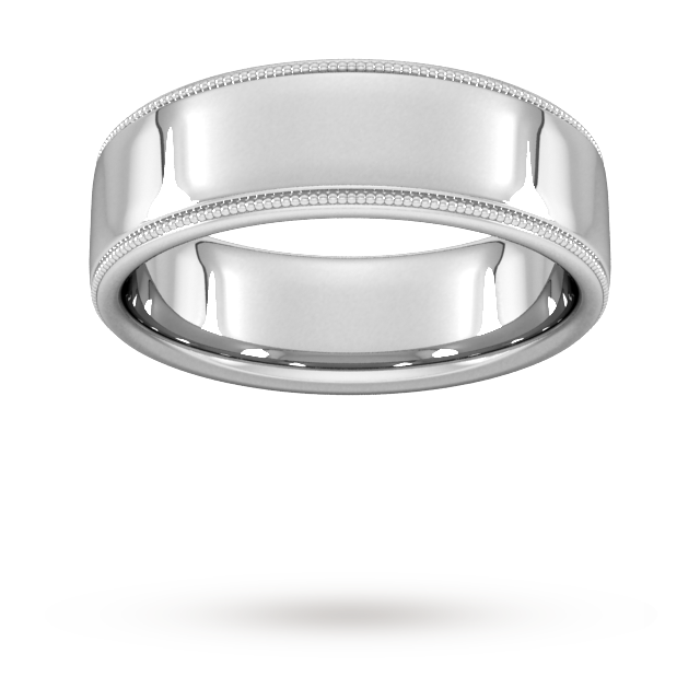 7mm Flat Court Heavy Milgrain Edge Wedding Ring In Platinum