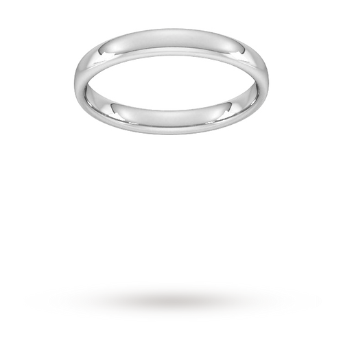 3mm Slight Court Standard Wedding Ring In Platinum - Ring Size R