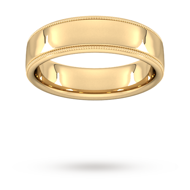 6mm Slight Court Heavy Milgrain Edge Wedding Ring In 9 Carat Yellow Gold