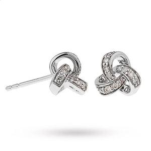 9ct White Gold 0.15ct Diamond Knot Stud Earrings