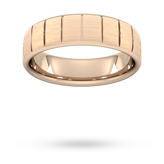 6mm Slight Court Heavy Vertical Lines Wedding Ring In 18 Carat Rose Gold