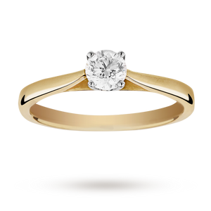 Solitaire Brilliant Cut 0.40 Carat Diamond Ring Set In 18 Carat Yellow Gold