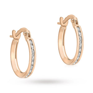 9ct Rose Gold Cubic Zirconia Hoop Earrings