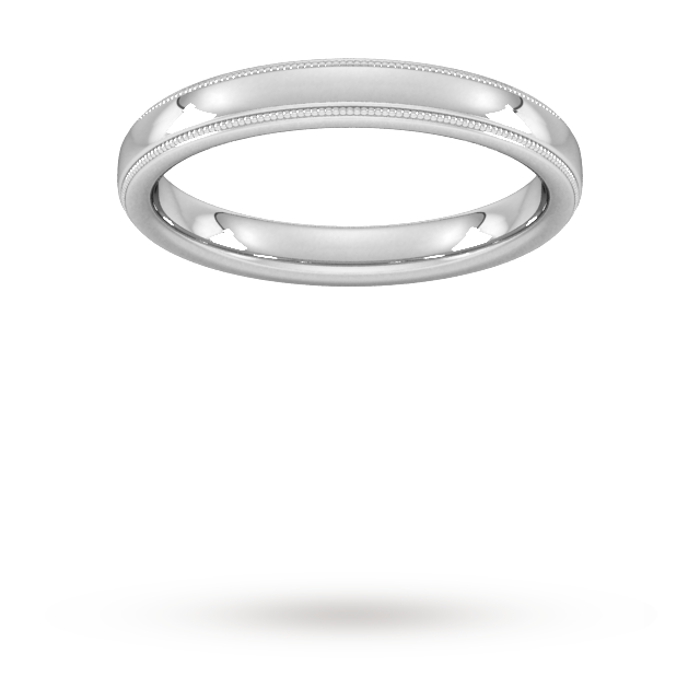 3mm Flat Court Heavy milgrain edge Wedding Ring in Platinum