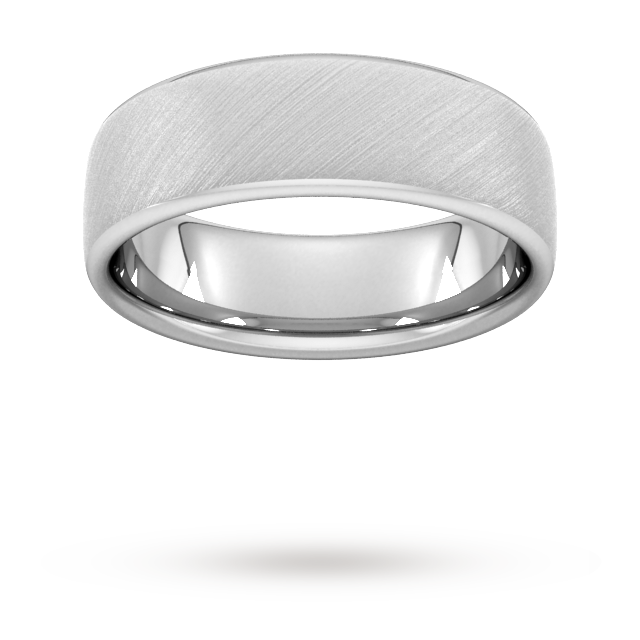 7mm Slight Court Heavy diagonal matt finish Wedding Ring in 950 Palladium