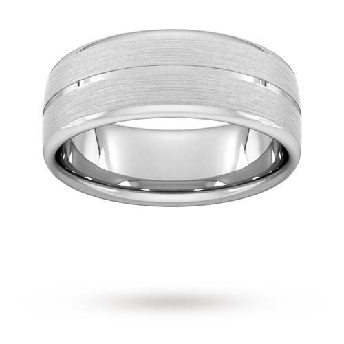 8mm Flat Court Heavy Centre Groove With Chamfered Edge Wedding Ring In Platinum