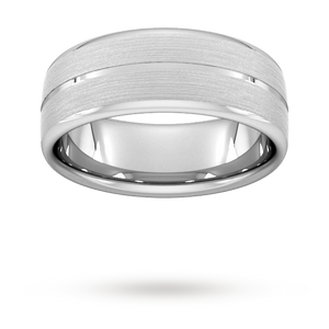 8mm Flat Court Heavy Centre Groove With Chamfered Edge Wedding Ring In Platinum