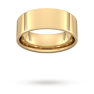 8mm Flat Court Heavy Wedding Ring in 18 Carat Yellow Gold- Ring Size T