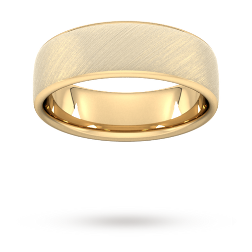 7mm Slight Court Heavy diagonal matt finish Wedding Ring in 18 Carat Yellow Gold