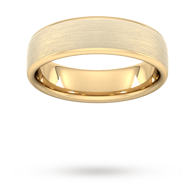 6mm Slight Court Heavy Matt Finished Wedding Ring In 18 Carat Yellow Gold