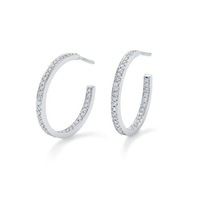 Mappin & Webb Libretto 18ct White Gold 0.47cttw Diamond Hoop Earrings