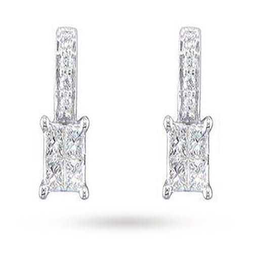 9ct White Gold 0.25ct Invisible Diamond Set Stud Earrings