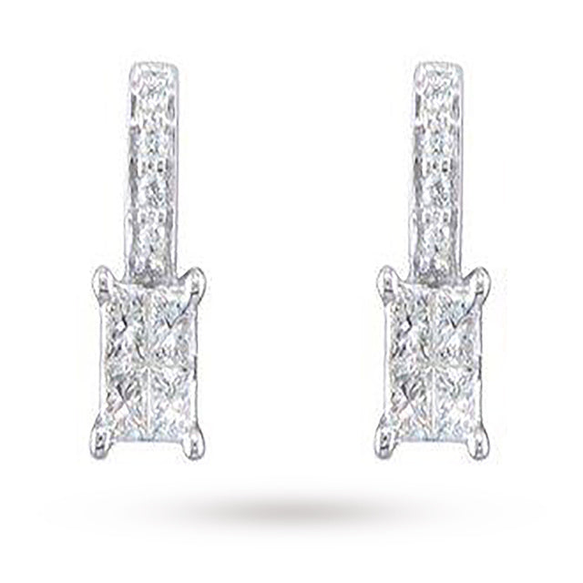 9ct White Gold 0.25ct Invisible Diamond Set Stud Earrings