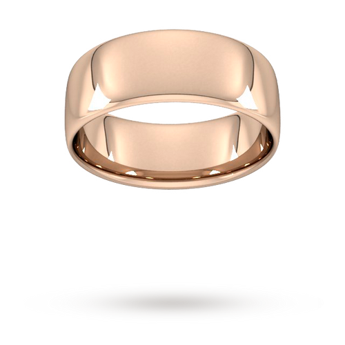 8mm Slight Court Standard Wedding Ring In 18 Carat Rose Gold - Ring Size P