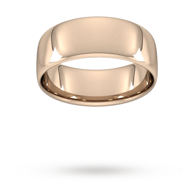 8mm Slight Court Standard Wedding Ring In 18 Carat Rose Gold - Ring Size P