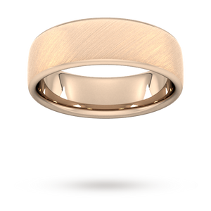 7mm Slight Court Standard diagonal matt finish Wedding Ring in 9 Carat Rose Gold