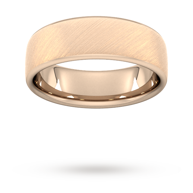 7mm Slight Court Standard diagonal matt finish Wedding Ring in 9 Carat Rose Gold