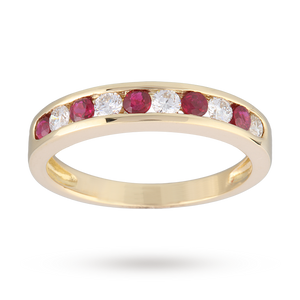 Brilliant Cut Ruby and Diamond Eternity Ring in 9 Carat Y ...