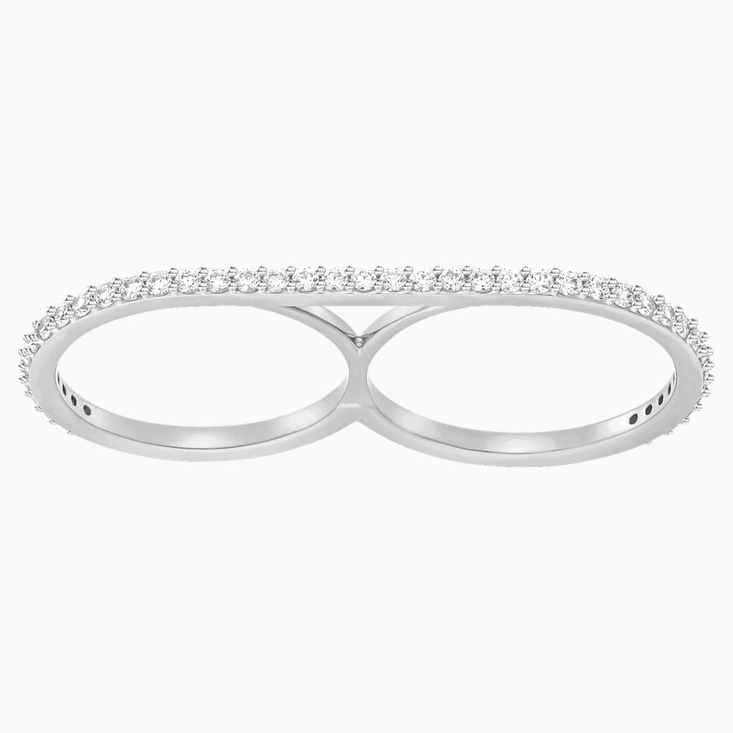 Vittore Double Ring, White, Rhodium plating